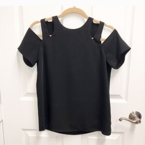 Cooper & Ella Elegant Black Cold Shoulder Blouse